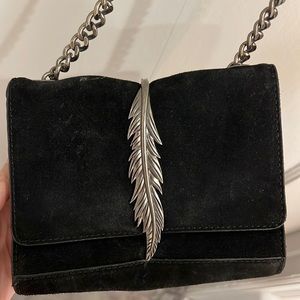 Zara black suede crossbody chain bag